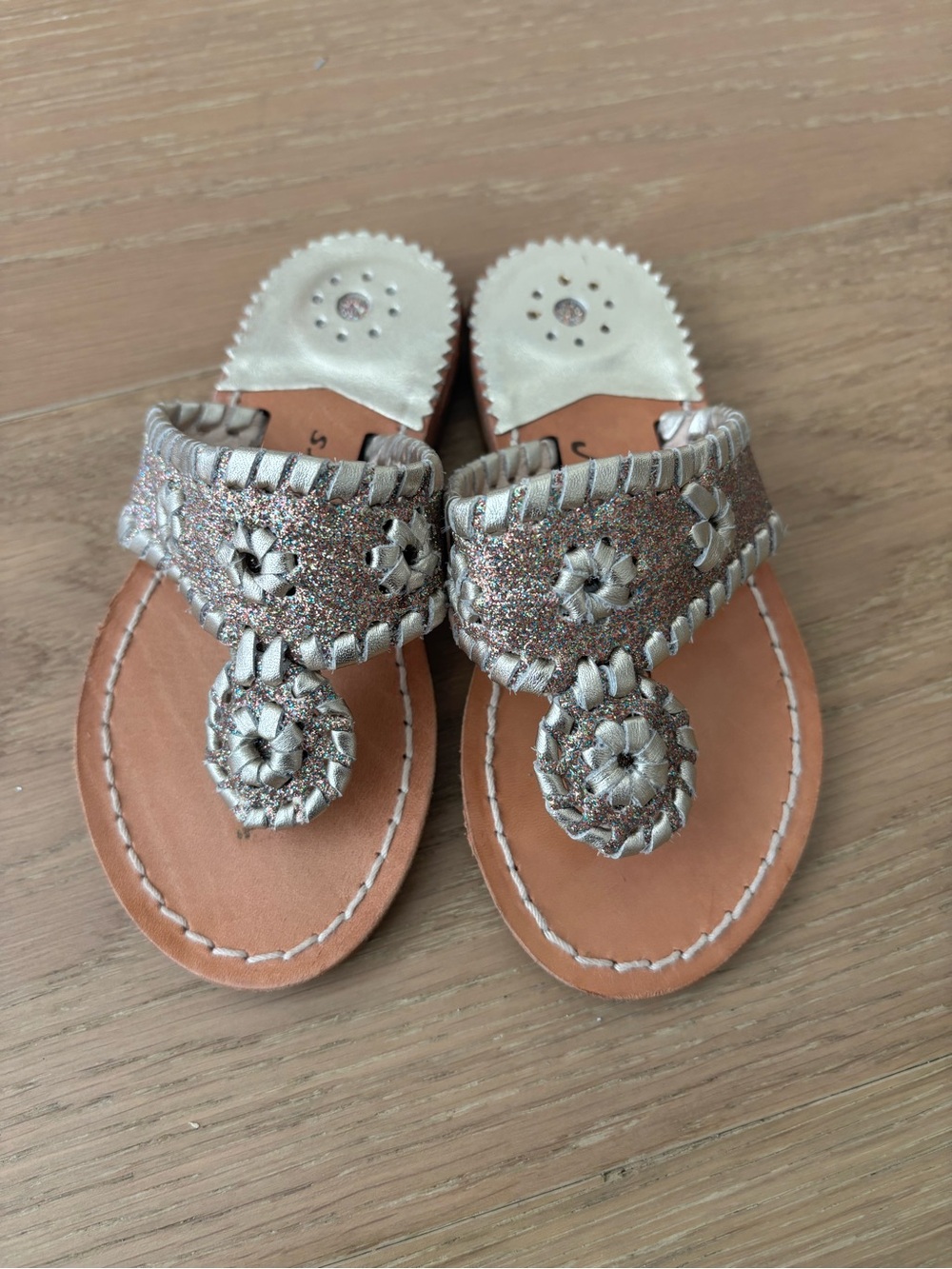 Jack Rogers Miss Sparkle Metallic Thong Sandals Toddler sz 9